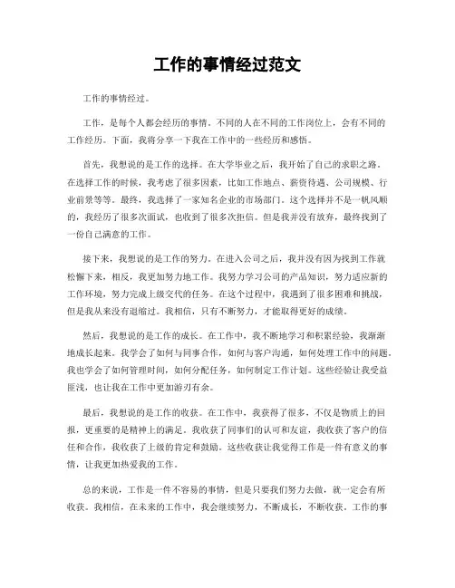 工作的事情经过范文