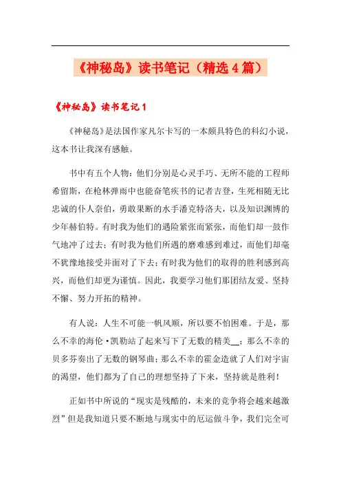 《神秘岛》读书笔记(精选4篇)