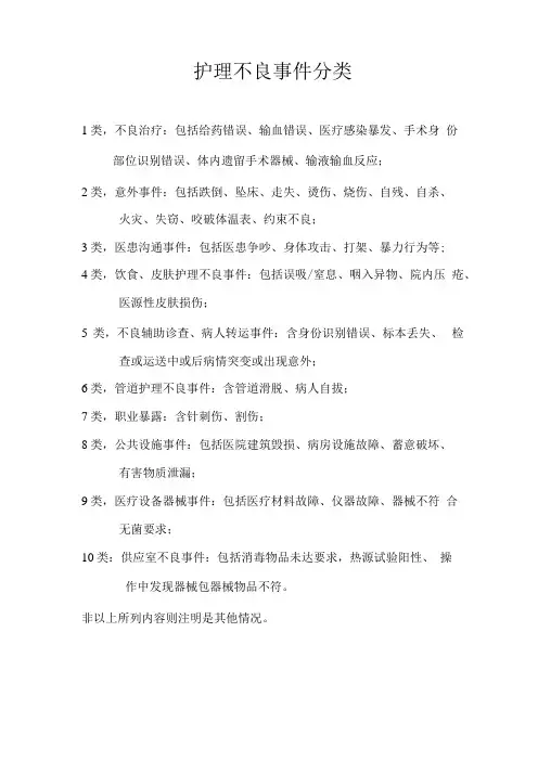 护理不良事件分类