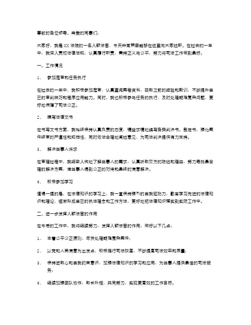 入额法官述职报告