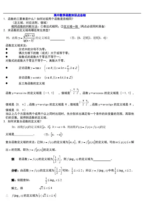高中数学函数解题技巧方法总结(高考)