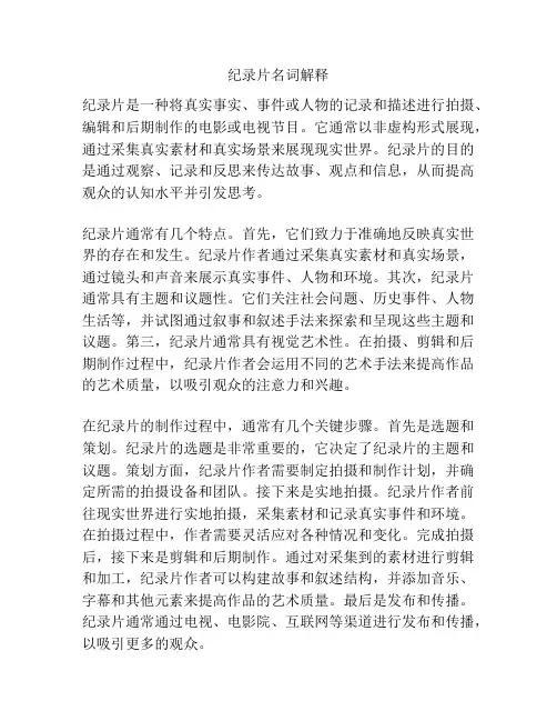 纪录片名词解释