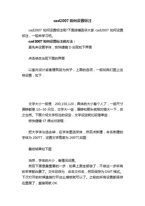 cad2007如何设置标注