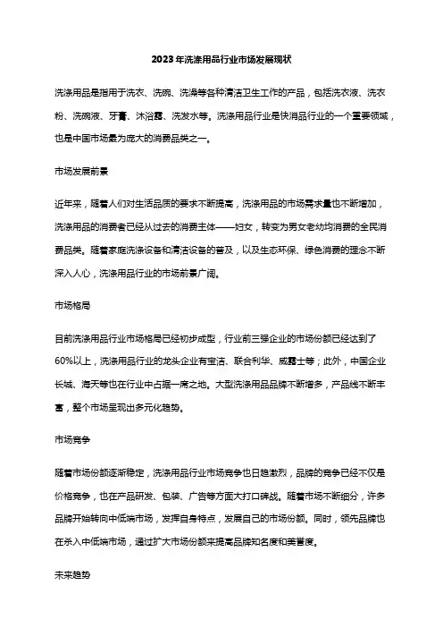 2023年洗涤用品行业市场发展现状