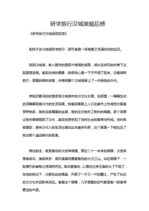研学旅行汉城湖观后感