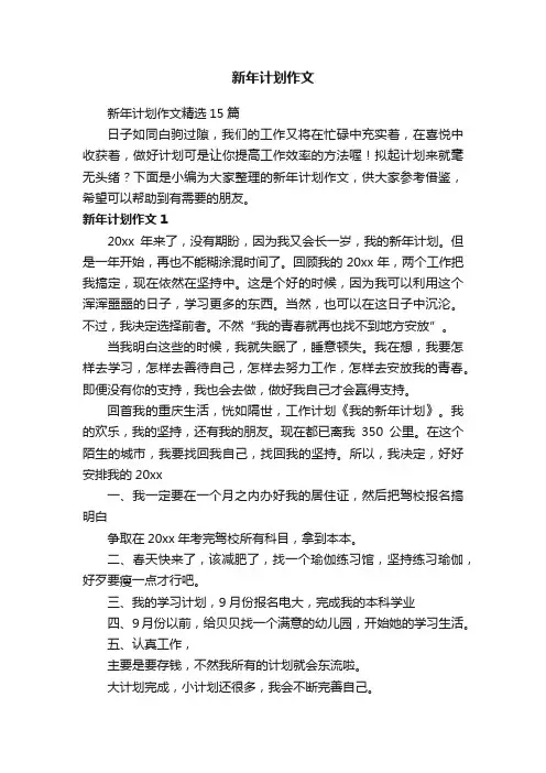 新年计划作文
