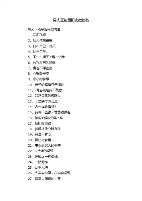 男人正能量阳光微信名