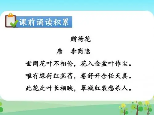 三年级语文下册课件第五课时：《荷花》+《小象树》部编本