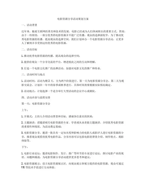 电影资源分享活动策划方案