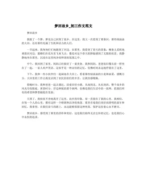 梦回故乡_初三作文范文