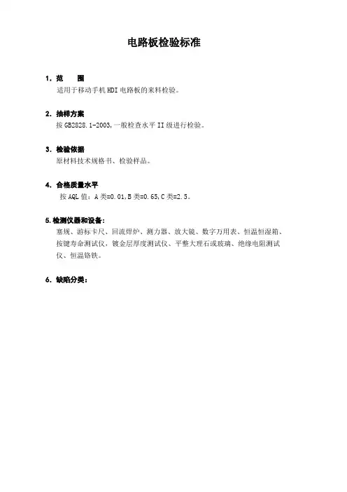 电路板检验标准