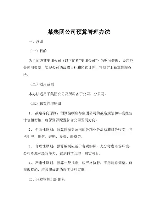 某集团公司预算管理办法