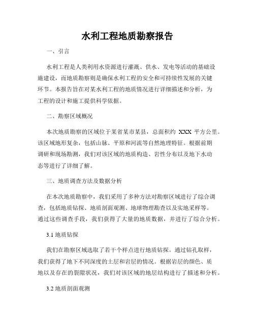 水利工程地质勘察报告