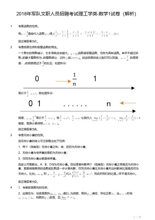 2018年军队文职人员招聘考试理工学类-数学1试卷(解析)