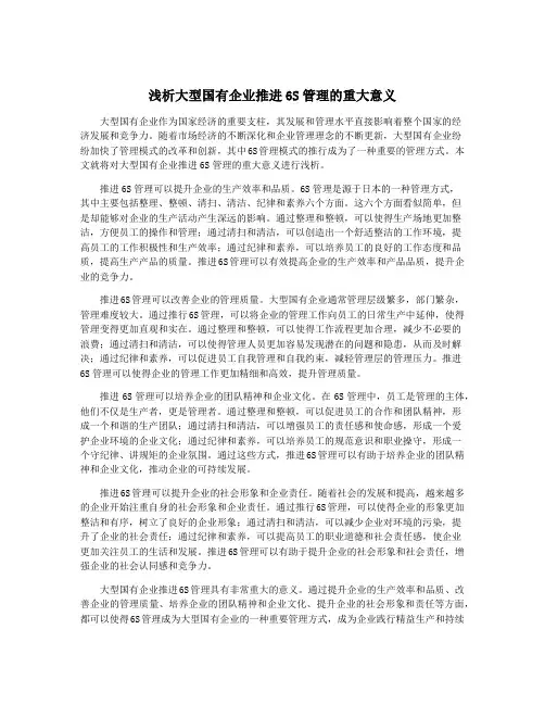 浅析大型国有企业推进6S管理的重大意义