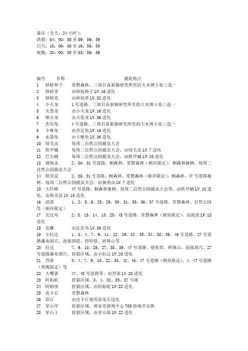 口袋妖怪_灵魂之银(魂银)_493全精灵捕获列表