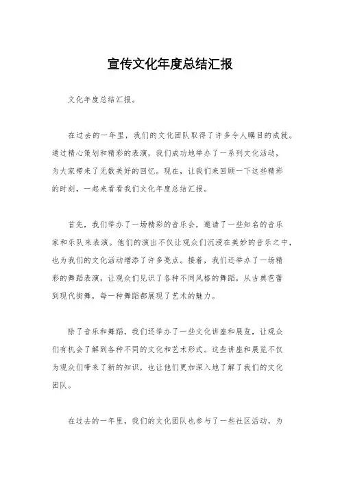 宣传文化年度总结汇报