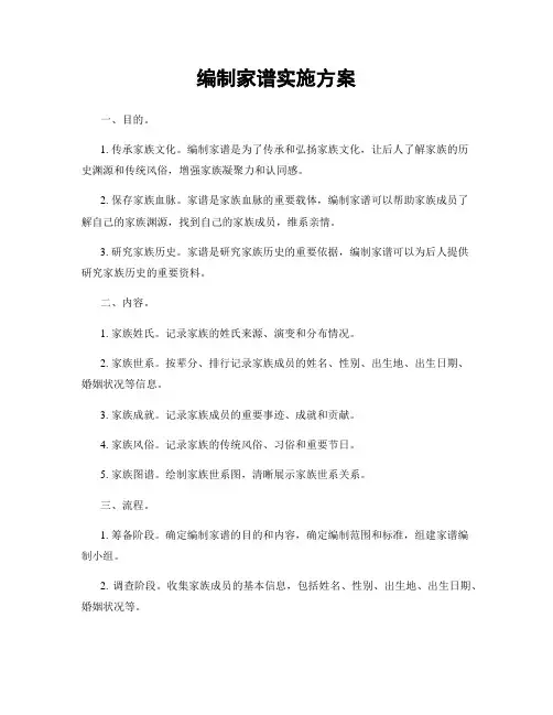 编制家谱实施方案