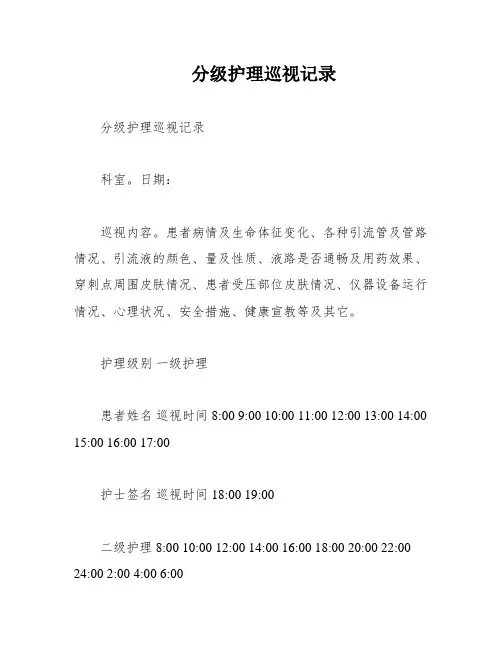 分级护理巡视记录