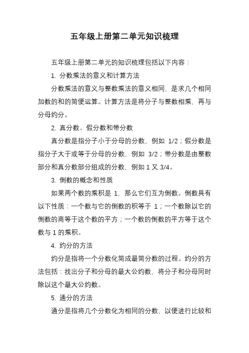 五年级上册第二单元知识梳理