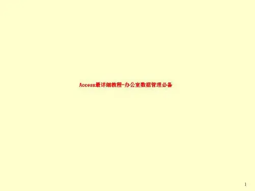 Access最详细教程-办公室数据管理必备