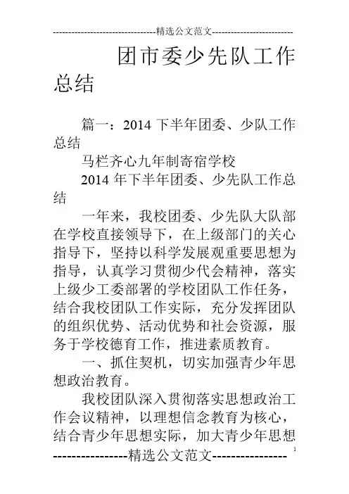 团市委少先队工作总结