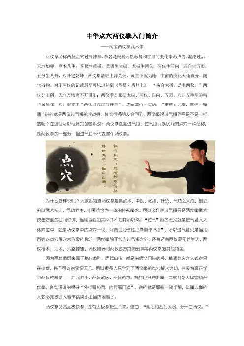 中华点穴两仪拳入门简介