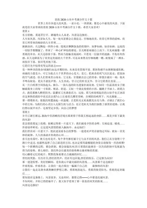 景致2020山东中考满分作文十篇