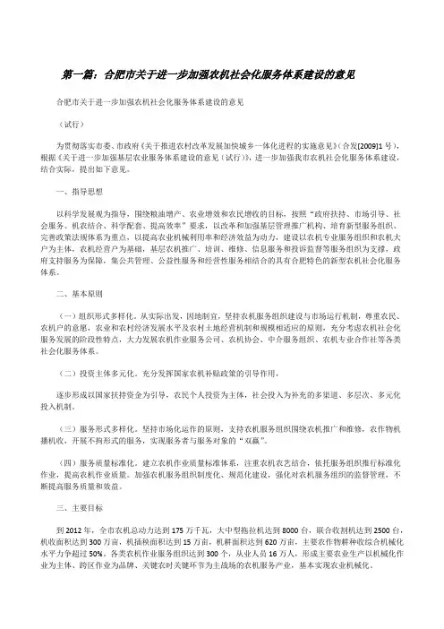 合肥市关于进一步加强农机社会化服务体系建设的意见[修改版]