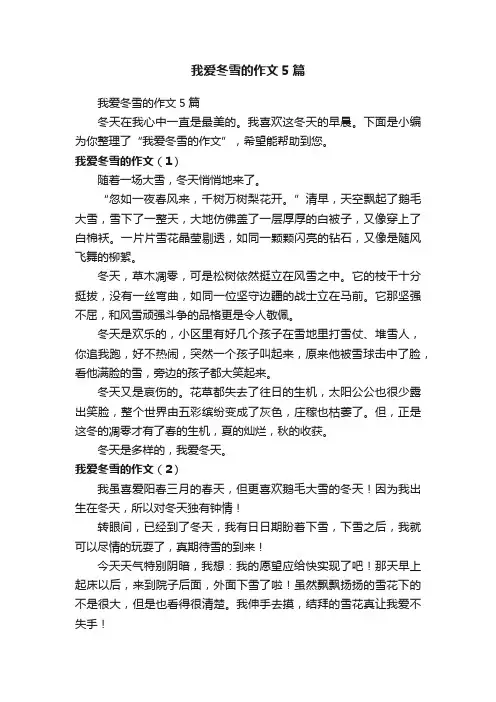 我爱冬雪的作文5篇