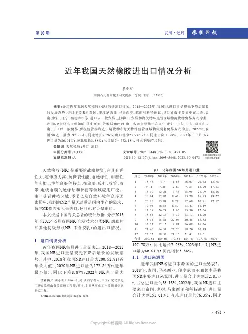 近年我国天然橡胶进出口情况分析