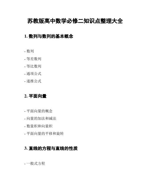 苏教版高中数学必修二知识点整理大全