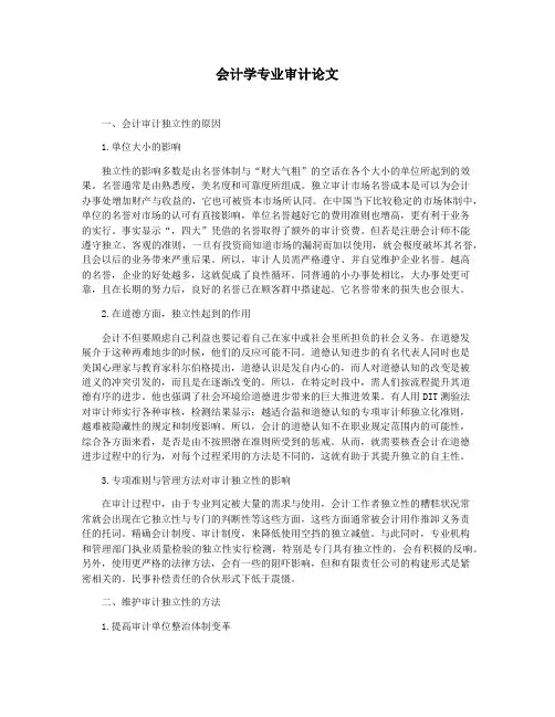 会计学专业审计论文