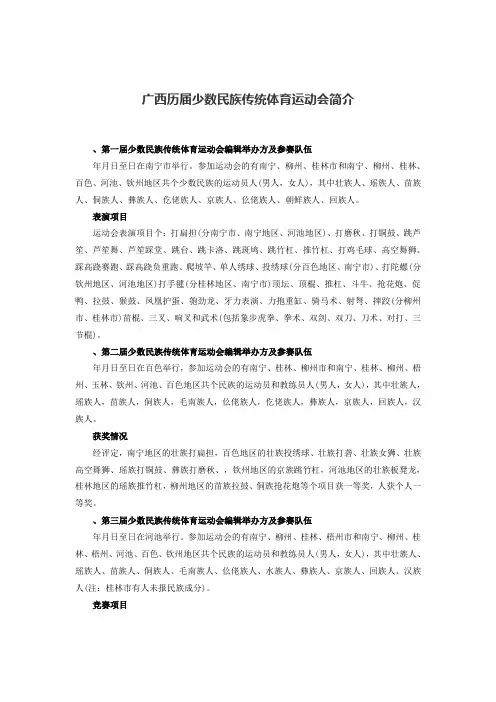 广西历届少数民族传统体育运动会简介