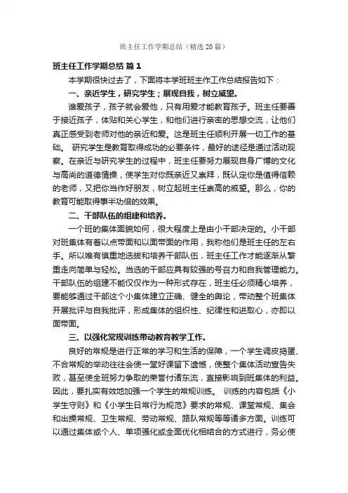 班主任工作学期总结（精选20篇）