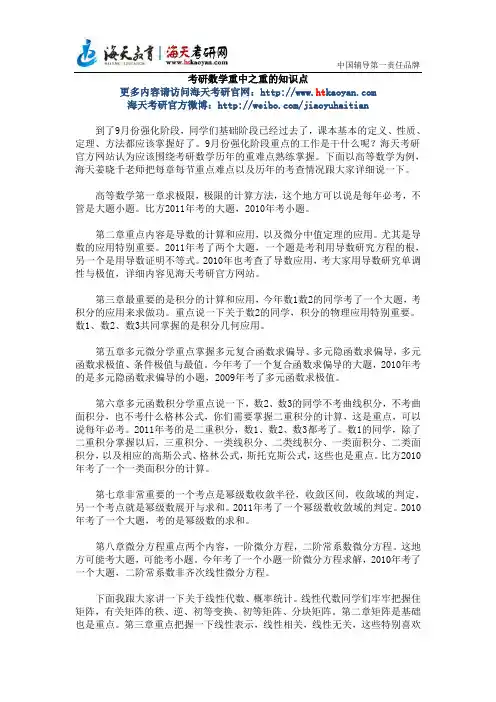 考研数学重中之重的知识点