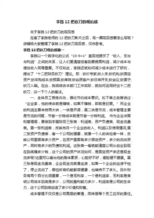 李践12把砍刀的观后感