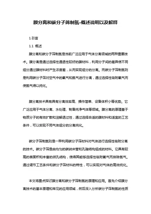 膜分离和碳分子筛制氮-概述说明以及解释