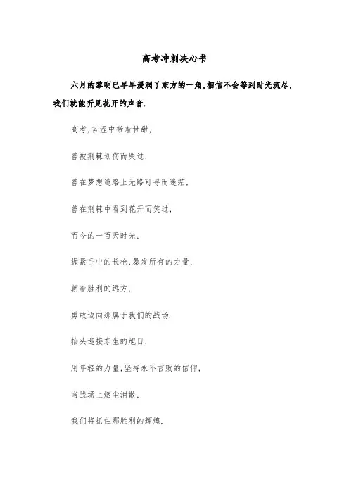 高考冲刺决心书(七篇)