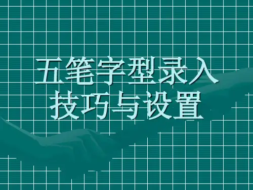 五笔字型录入技巧