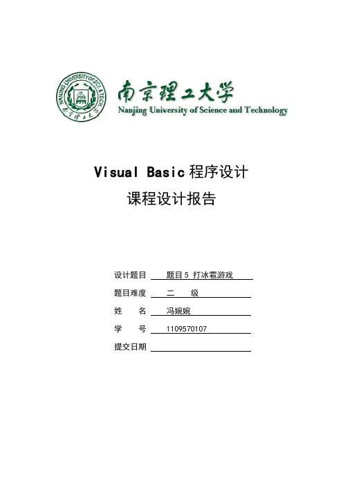 vb课程设计报告题目5 打冰雹游戏