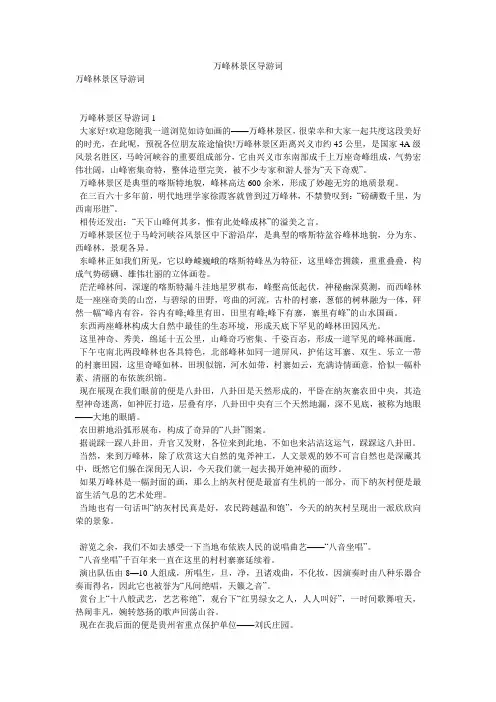 万峰林景区导游词