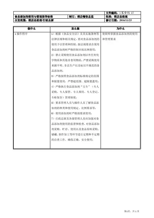 食品添加剂使用与管理指导标准