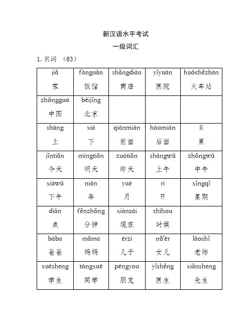 新汉语水平考试--一级词汇