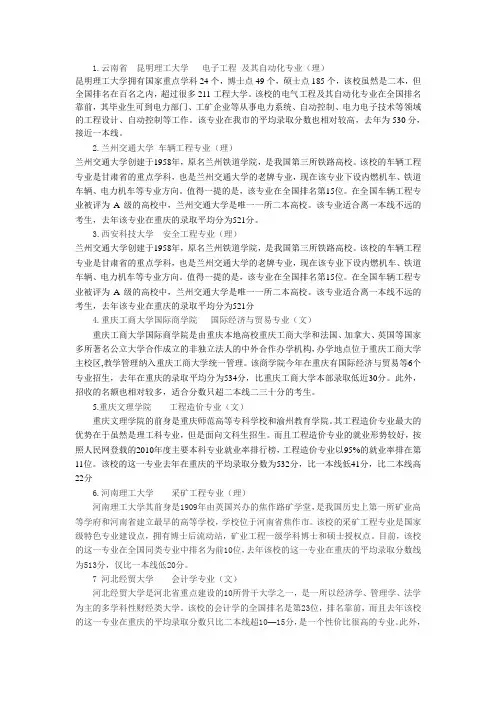全国较好二本一院校及专业介绍