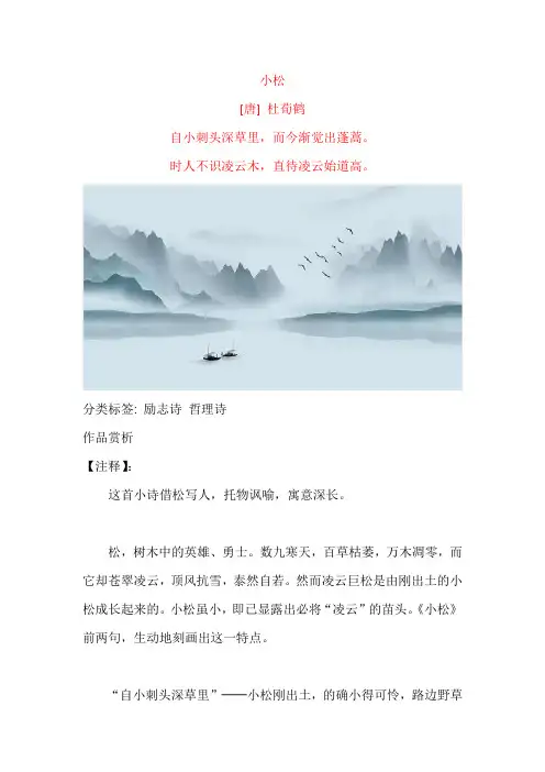 杜荀鹤《小松》原文及赏析