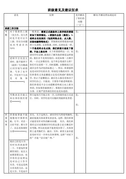 班级意见及建议征求(完成)