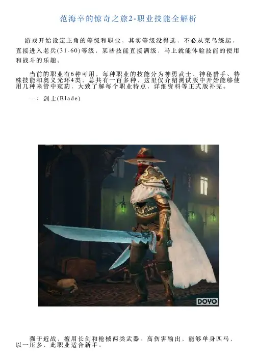 范海辛的惊奇之旅2职业技能全解析