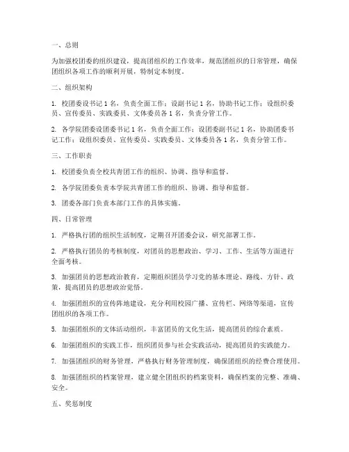 校团委日常管理制度