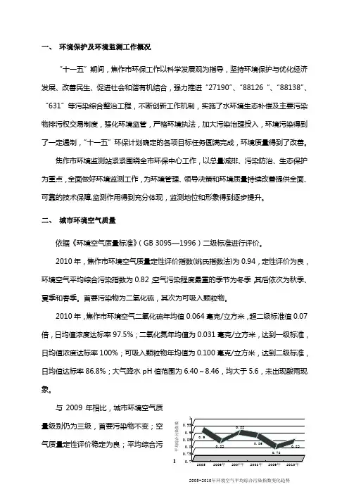焦作市2010年环境公报